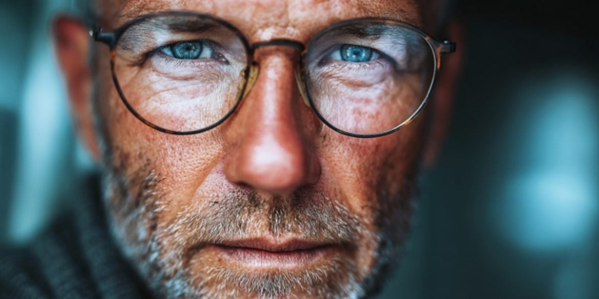 This shows a man wearing glasses.