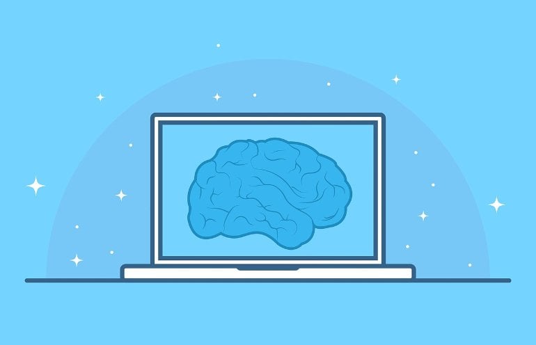 This shows a brain on a computer