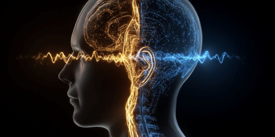 This shows a head, a brain and soundwave.