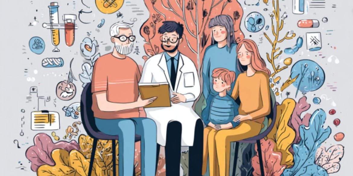 This shows a family consulting with a doctor about treatments.