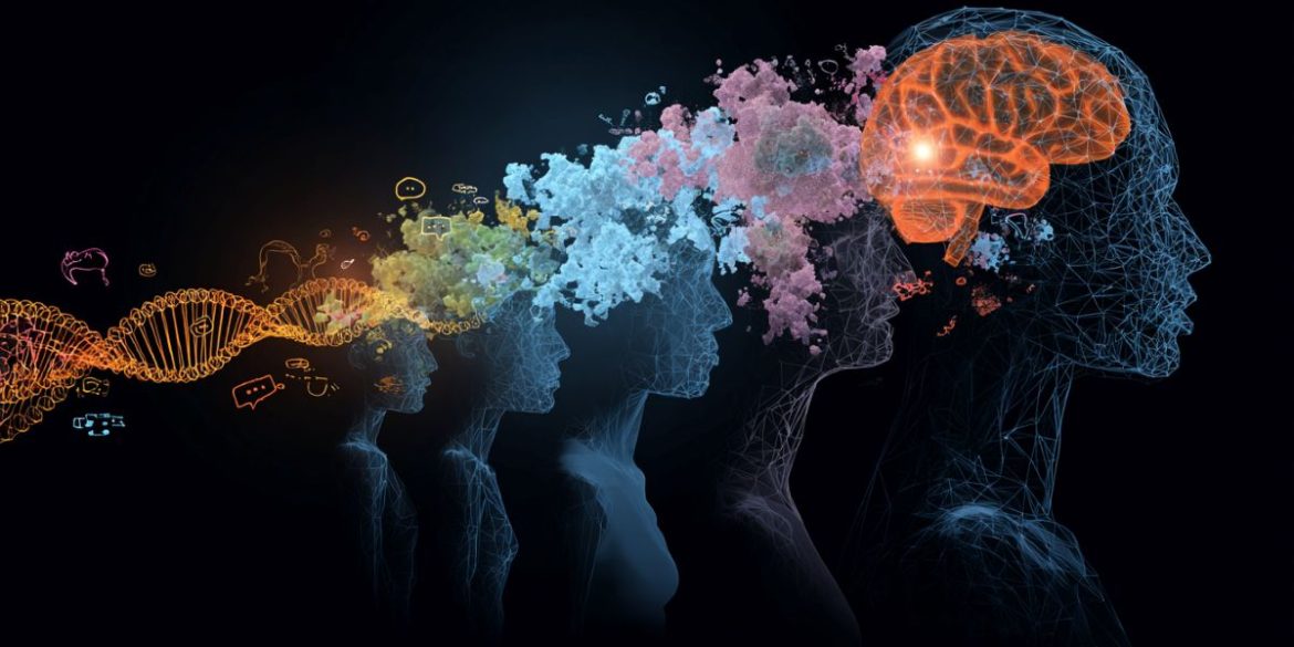 This shows the outline of heads and DNA.