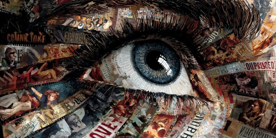 This shows an eye and movie reels.