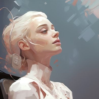 This shows a woman with a BCI.