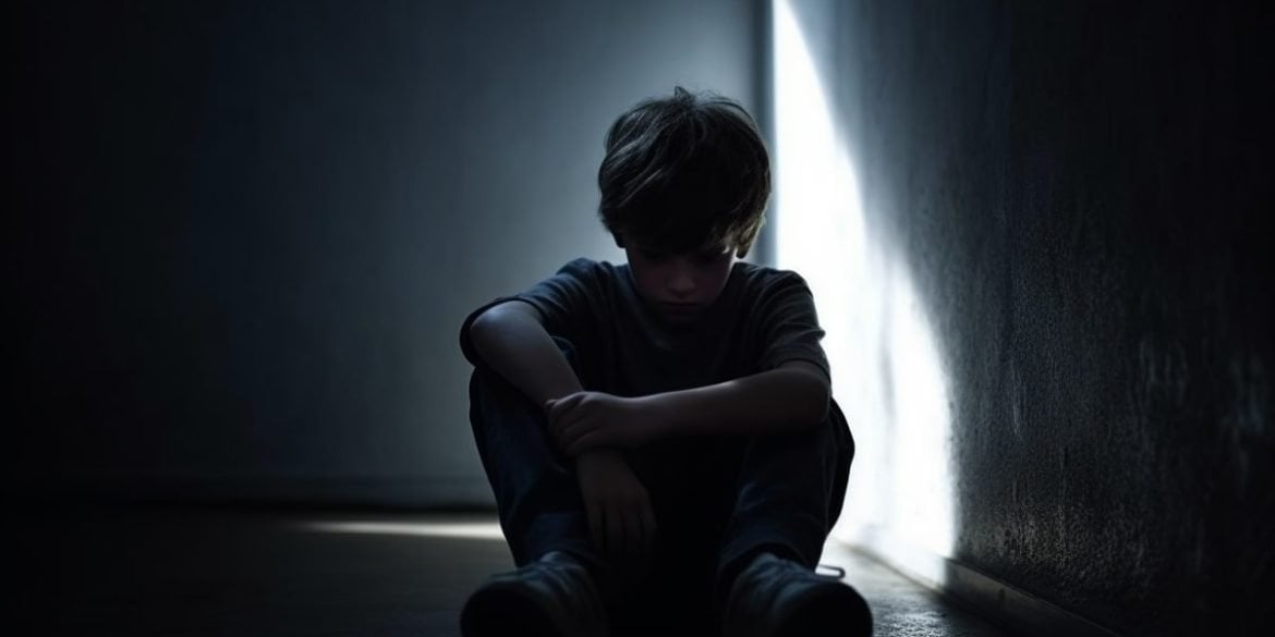 This shows a sad little boy.