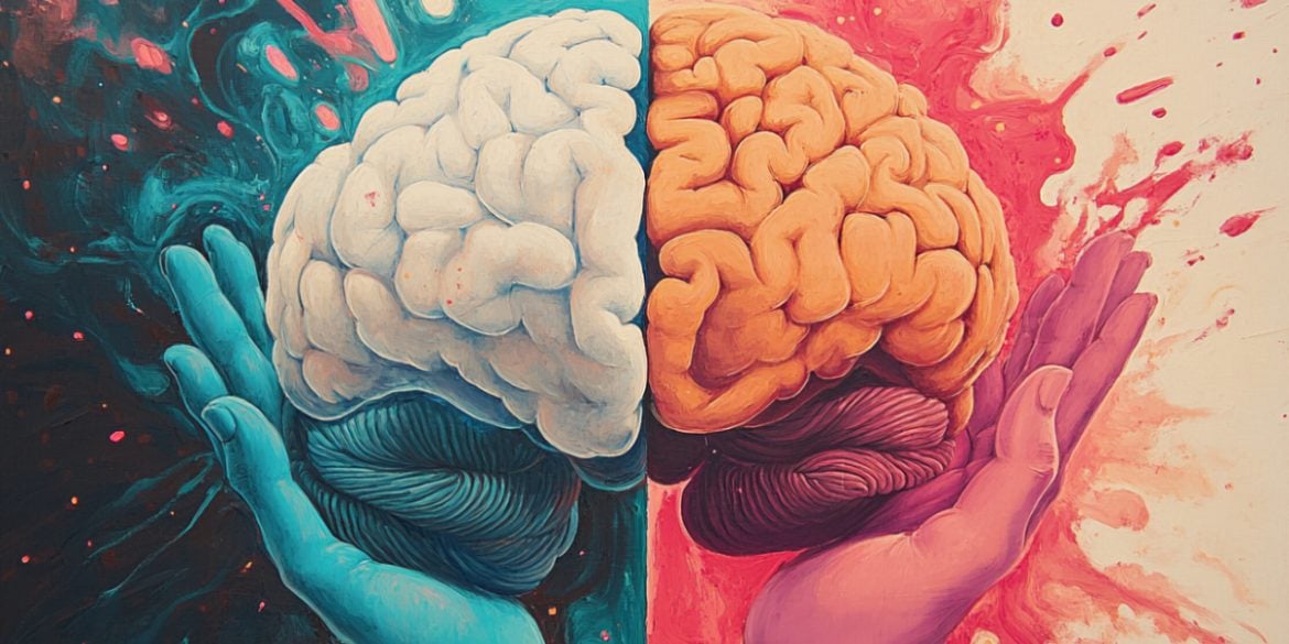 This shows hands holding a brain.