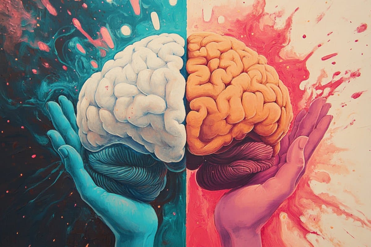 This shows hands holding a brain.
