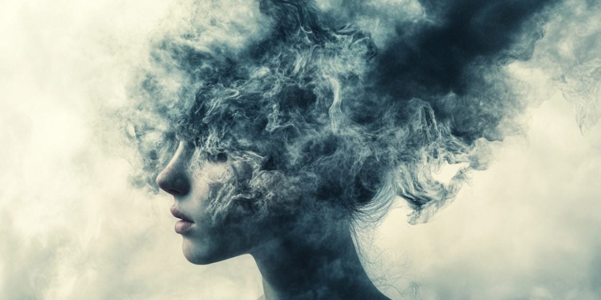 This shows a head covered by fog.