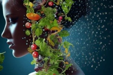 This shows a woman and a salad.