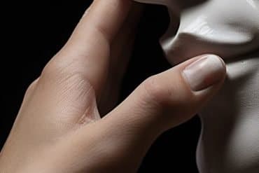 This shows a nose and a hand.