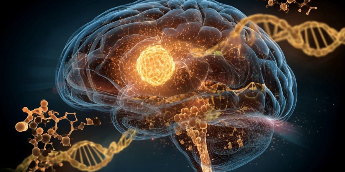 This shows a brain and DNA.