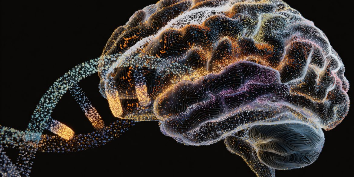 This shows a brain and DNA.