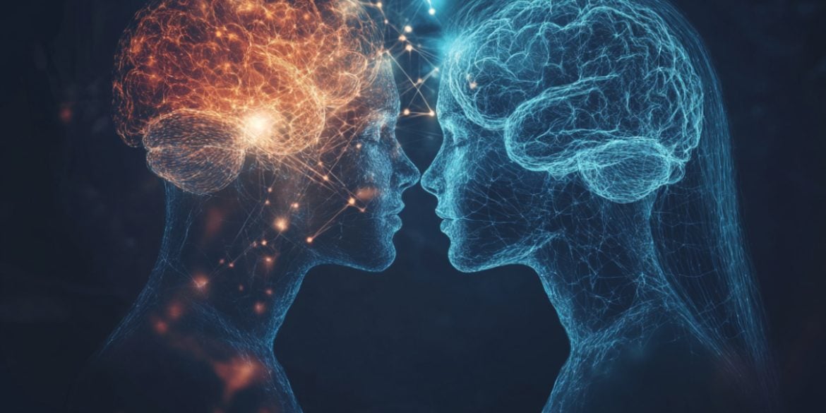 This shows brains and the outlines of people.