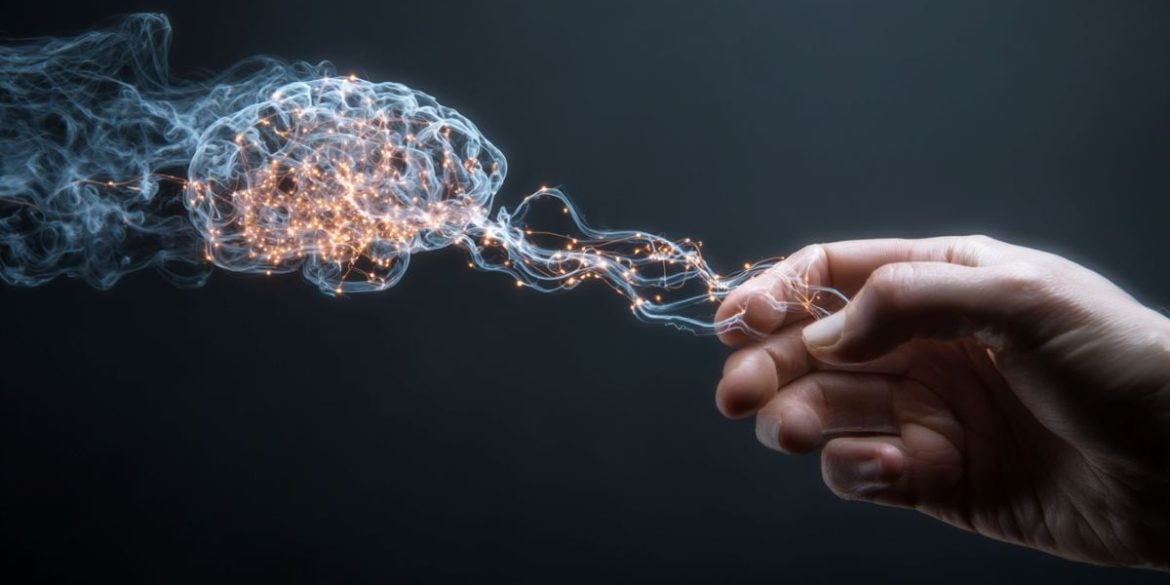 This shows a brain and a hand.