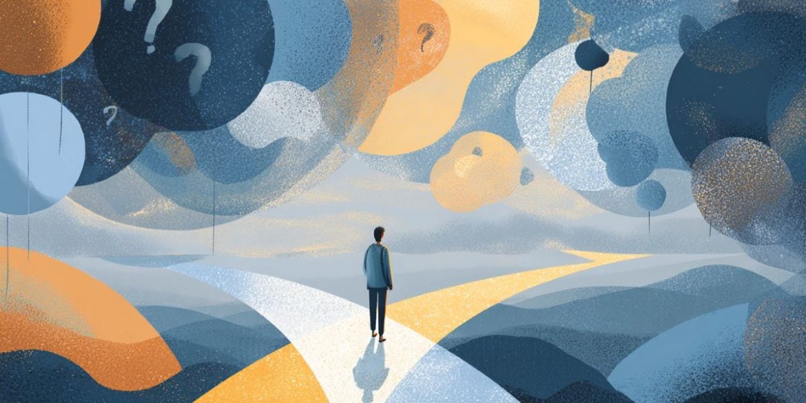 This shows a person at a cross roads.