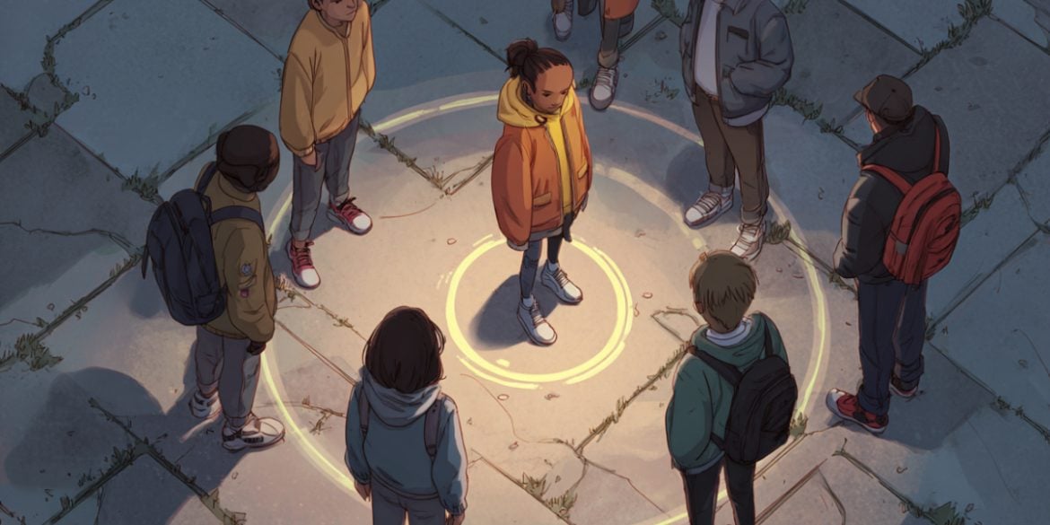 This shows kids in a playground.