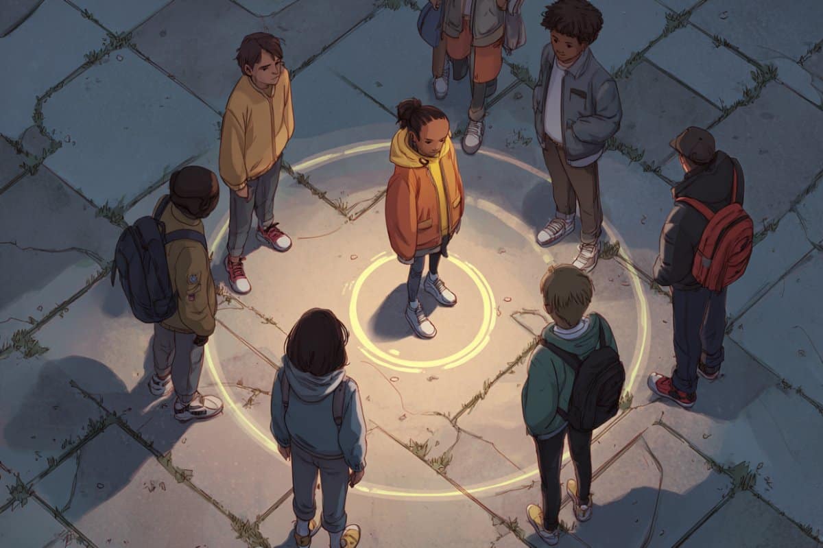 This shows kids in a playground.