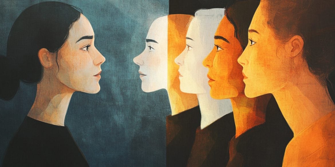 This shows a group of people and a person on their own.