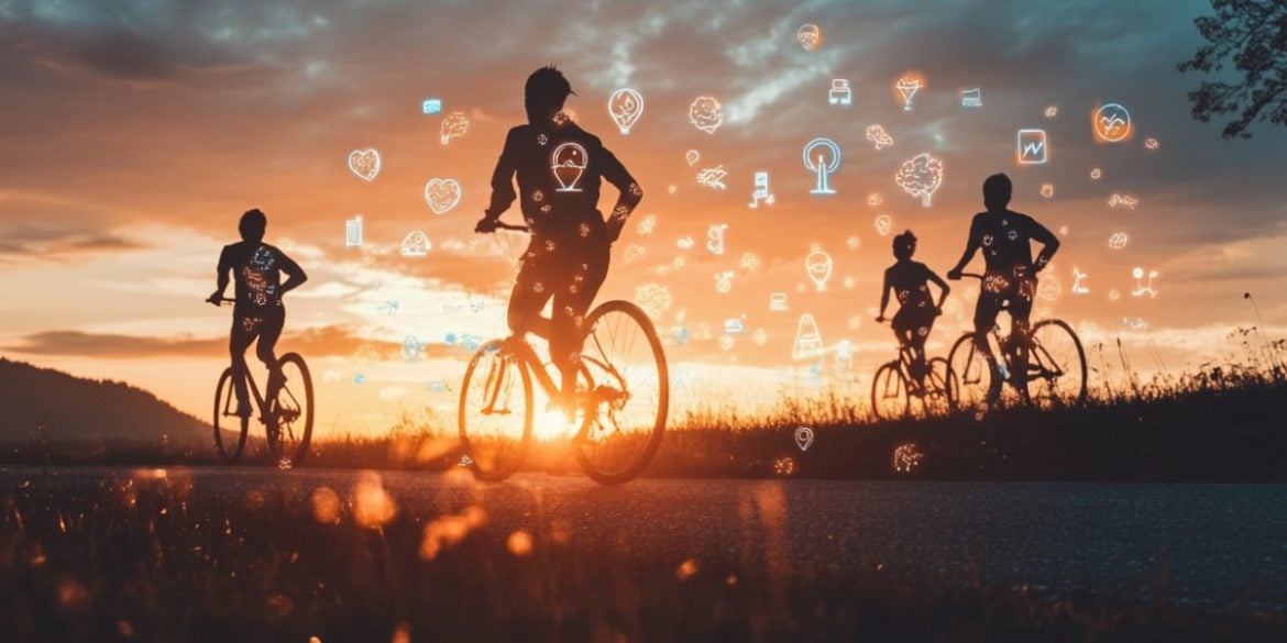 This shows teens riding bikes.