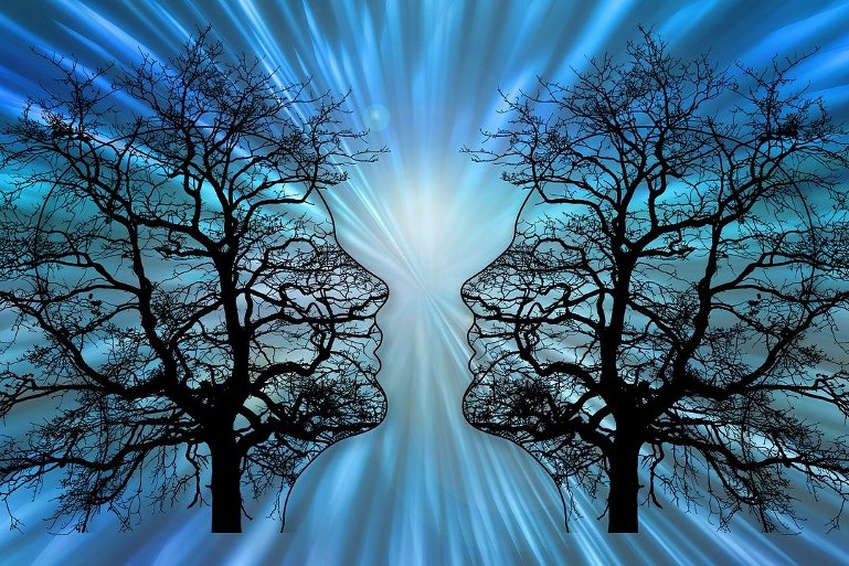 This shows the outline of two heads