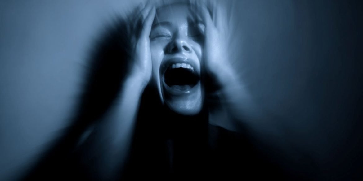 This shows a scared woman.