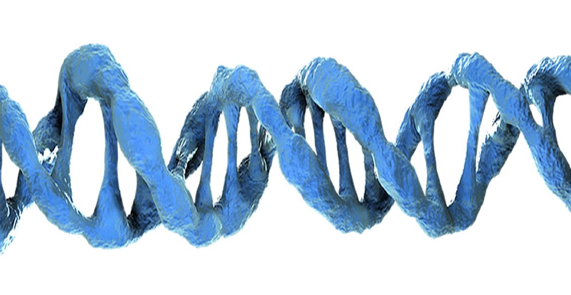 This is a blue DNA double helix