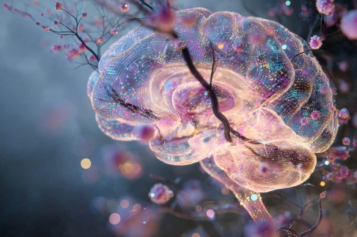 This shows a developing brain and neurons branching out.