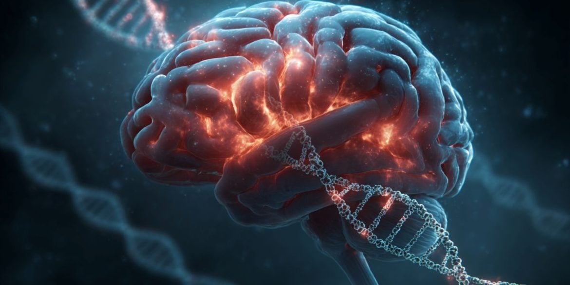 This shows a brain and DNA.