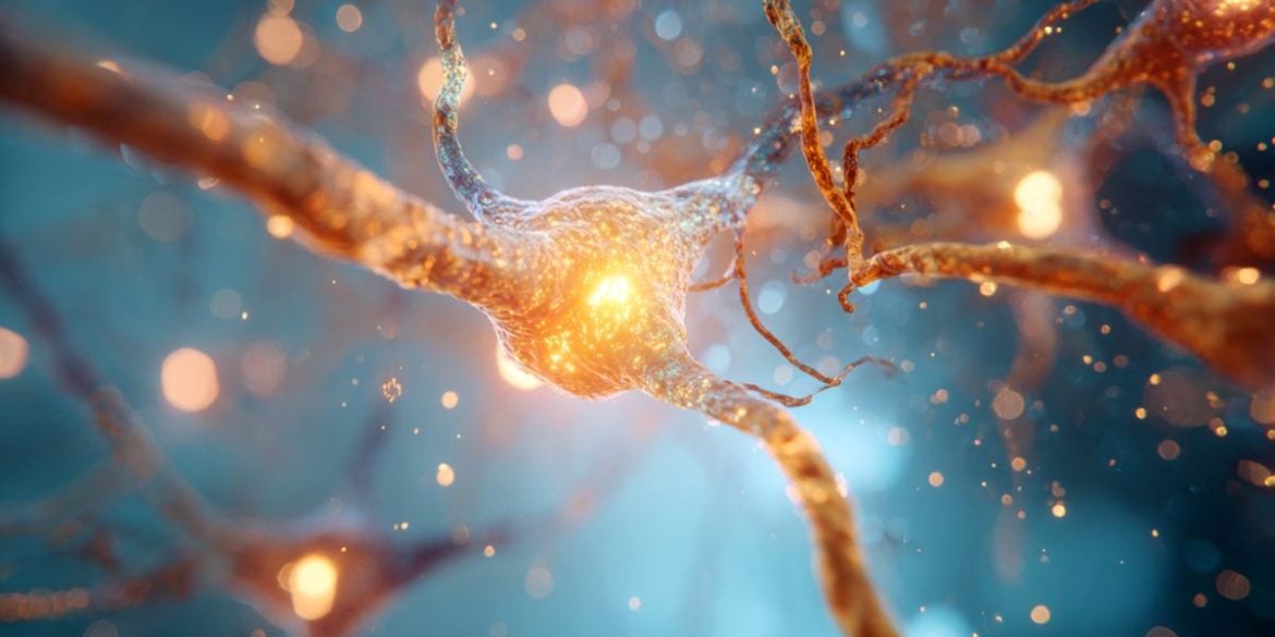 This shows glowing neurons, as though they are the target scientists discovered.