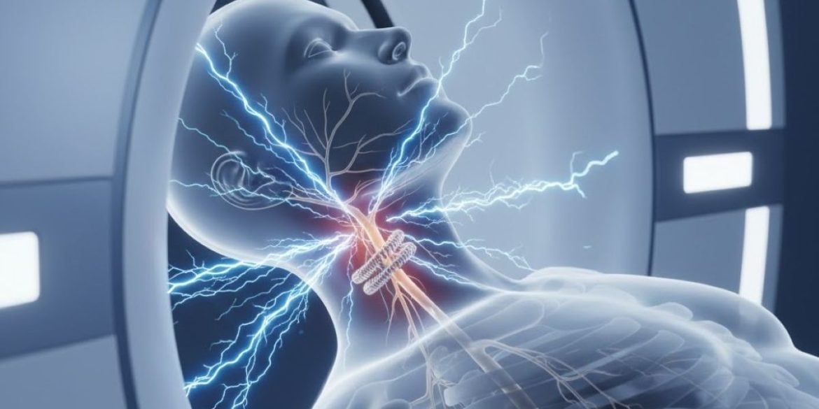 This shows a person in an MRI machine.