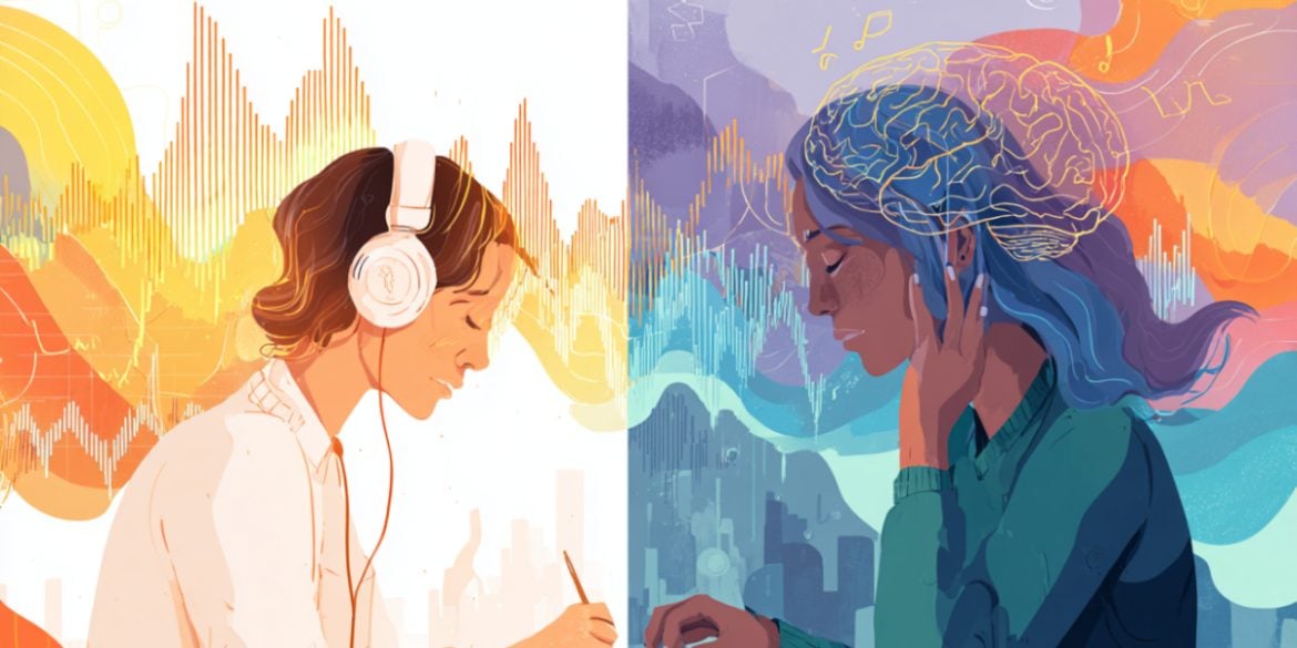 This shows two people working and listening to music at the same time.