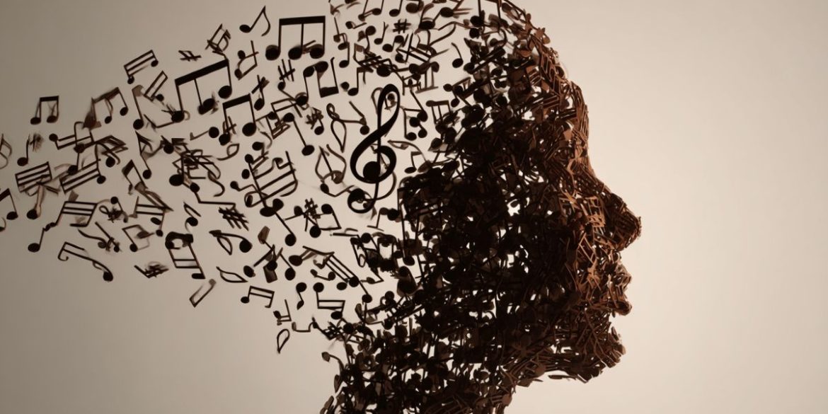 This shows a head made of musical notes.