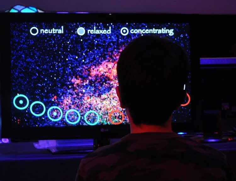 This image shows a person looking at a computer screen while participating in the study.