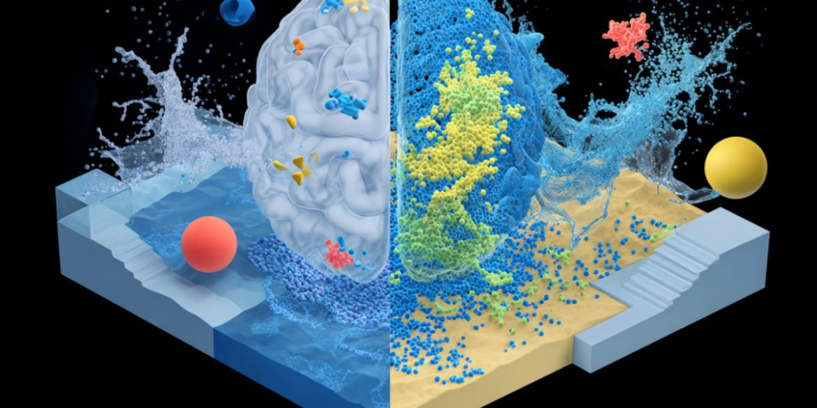 This shows a brain and a range of objects including shapes and bouncing balls.