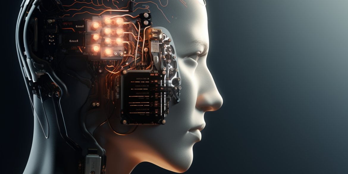 This shows a head and a computer chip.