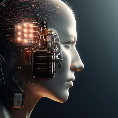 This shows a head and a computer chip.