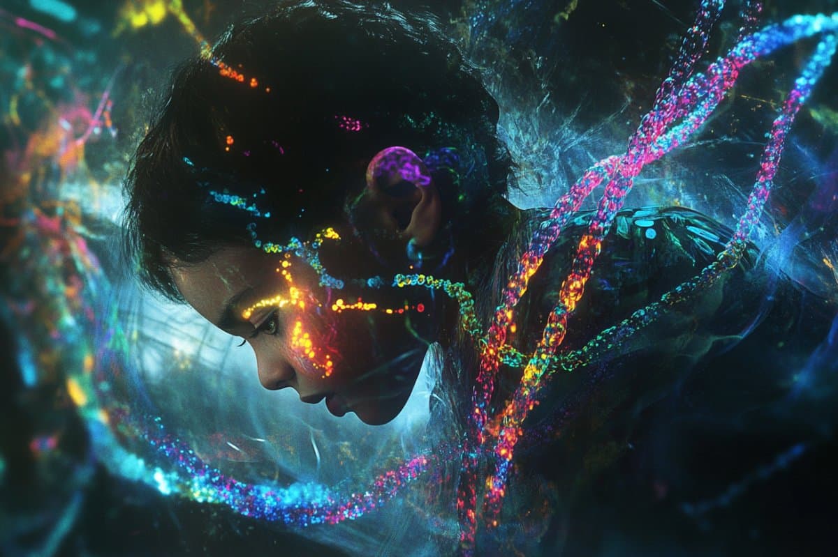 This shows a child and DNA.