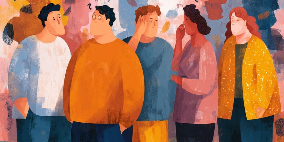This illustration shows a group of overweight people.