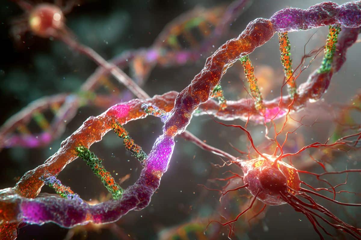 This shows DNA and glial cells.