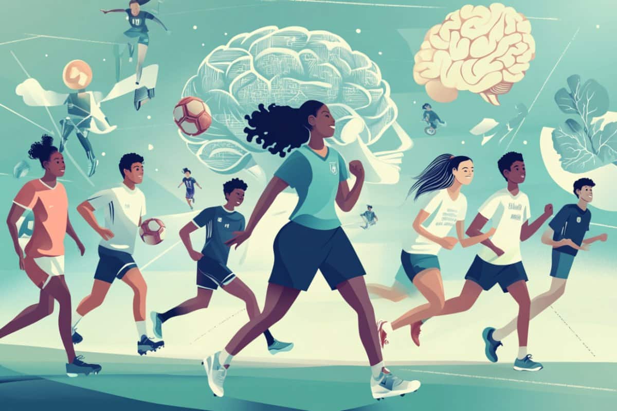 This shows people running and a brain.