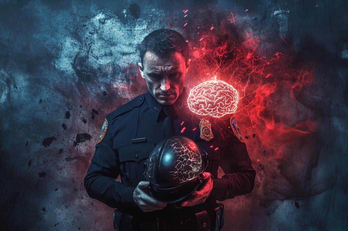 This shows a police officer and a brain.