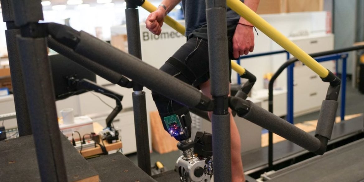 This shows a man using the leg to walk.