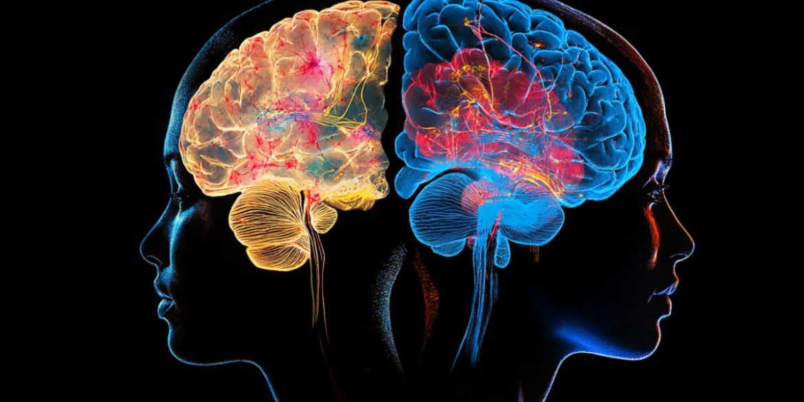 This shows two heads and a brain.