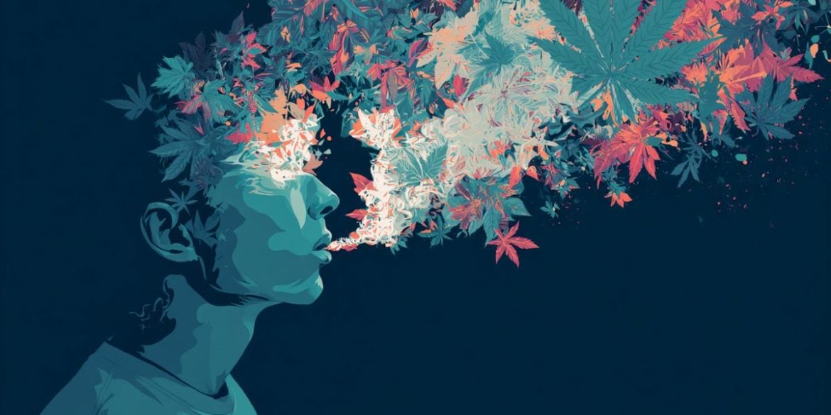 This shows the outline of a head and leaves.