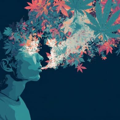 This shows the outline of a head and leaves.