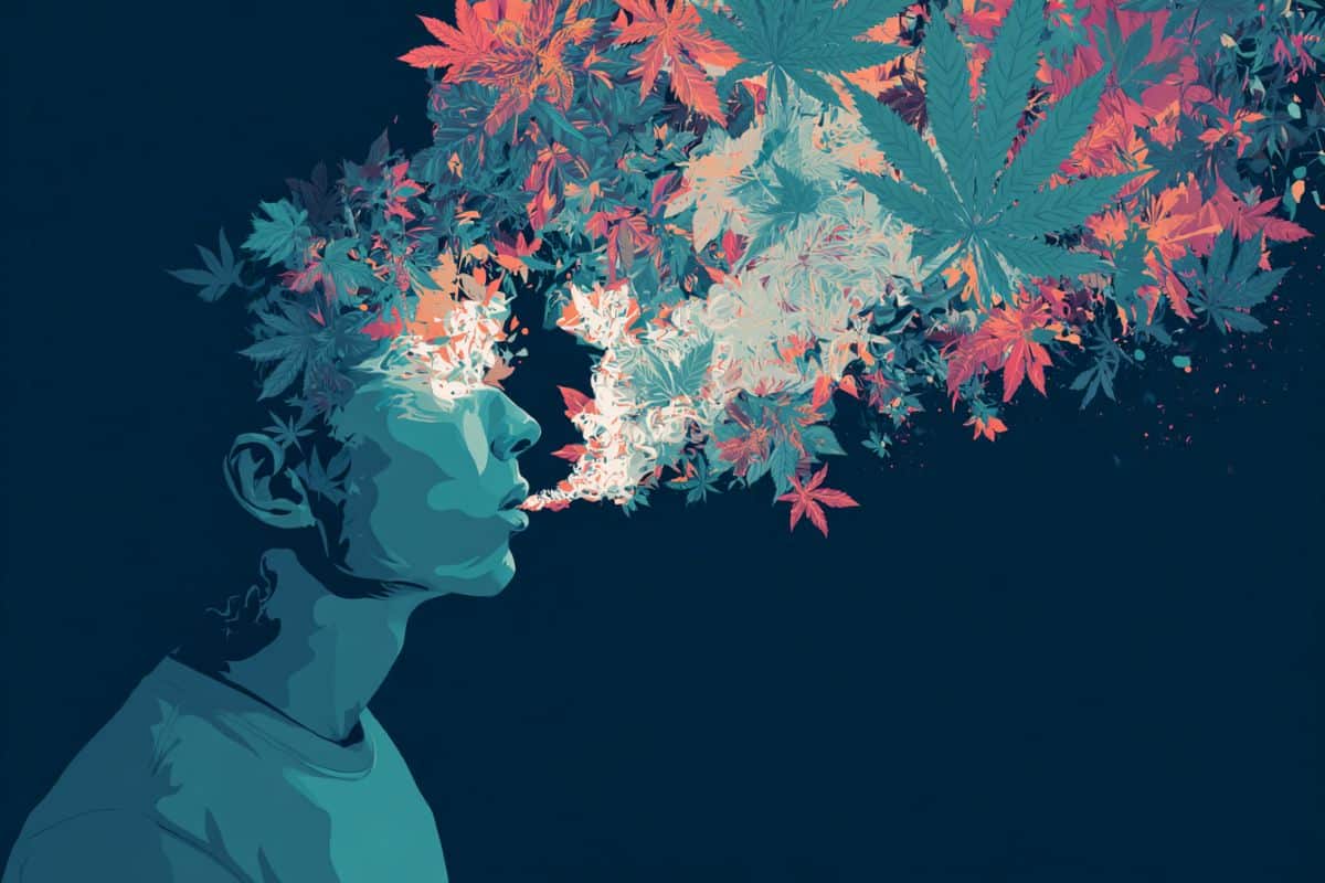 This shows the outline of a head and leaves.