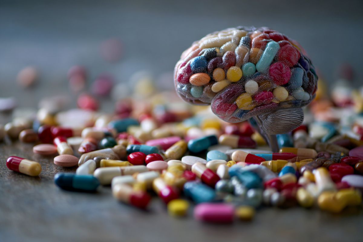 This shows a brain and pills.