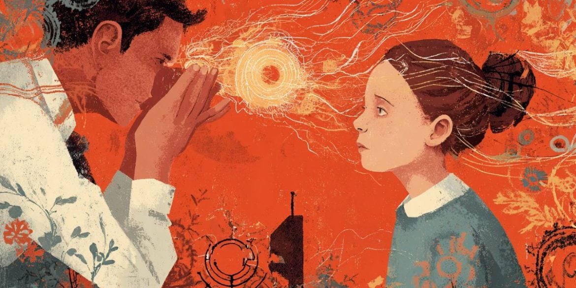 This shows a child talking to a doctor.