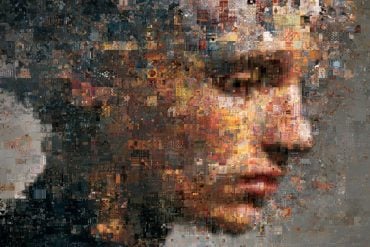 This shows a blurry head made up of tiny images.